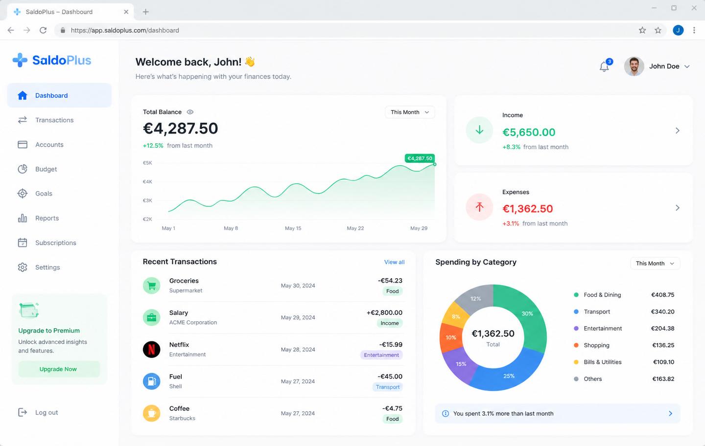 SaldoPlus — SaaS Landing Page & Product UI